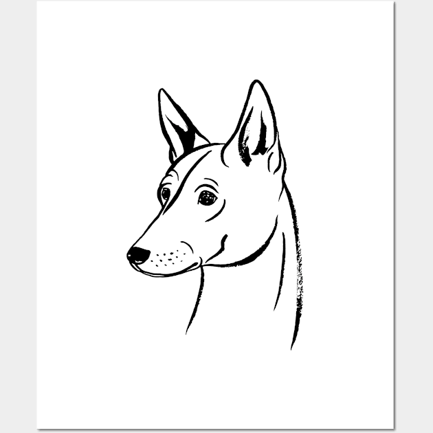 Basenji (Black and White) Wall Art by illucalliart